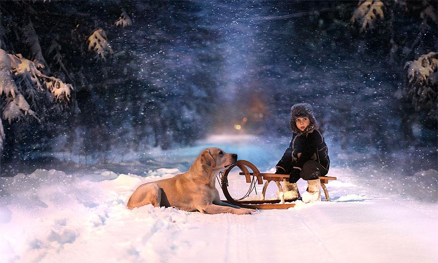 cool-animal-children-photography-Elena-Shumilova-sleigh-winter